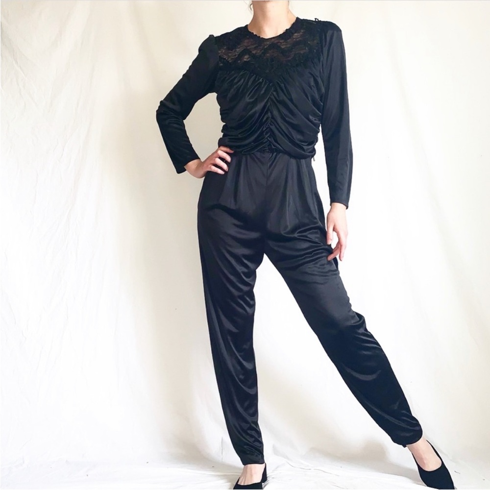 Vintage 80s Black Sequin Jumpsuit